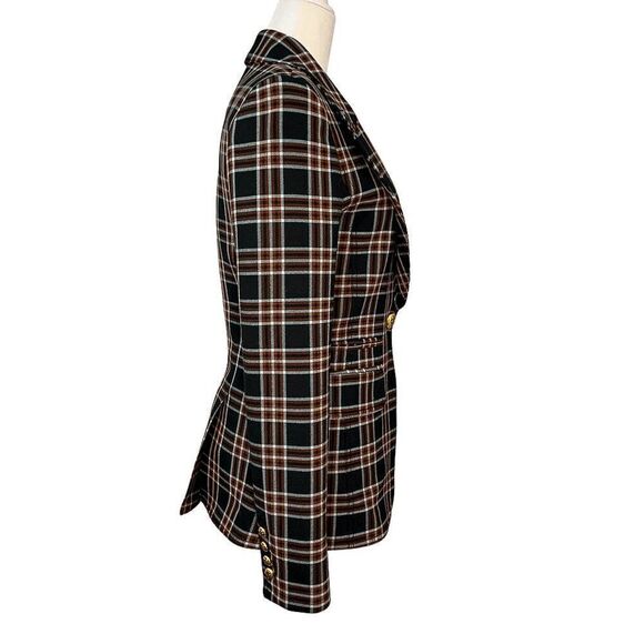 Smythe NWT Hutton Blazer Black Plaid Size 6 Lapel Collared Jacket Button Cuff - Picture 10 of 12